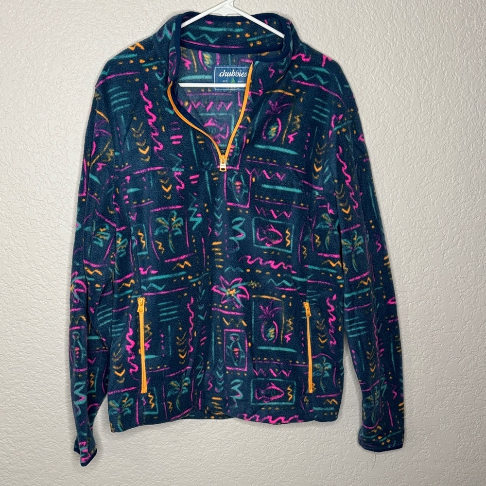 Chubbies Chilly Vibes Pullover Size L Men’s Casual Jacket Colorful Preppy - Picture 2 of 6